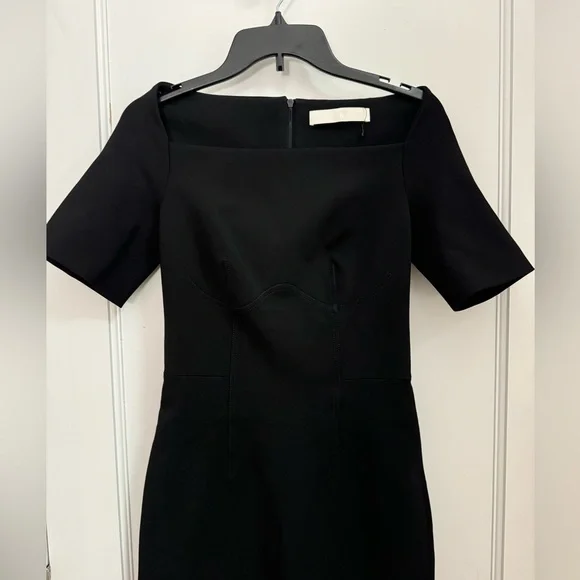 leather look midi dress Women's Something to Behold Black Faux Leather Short Sleeve Belted Midi Dress | Size: S